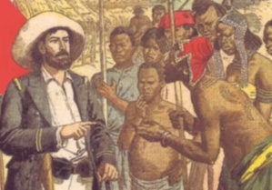 L'explorateur blanc et ses porteurs indigènes