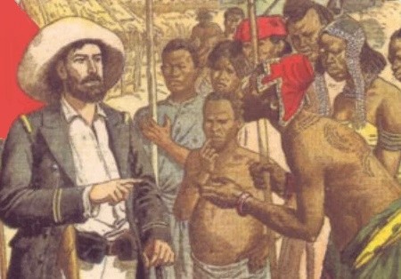 L'explorateur blanc et ses porteurs indigènes
